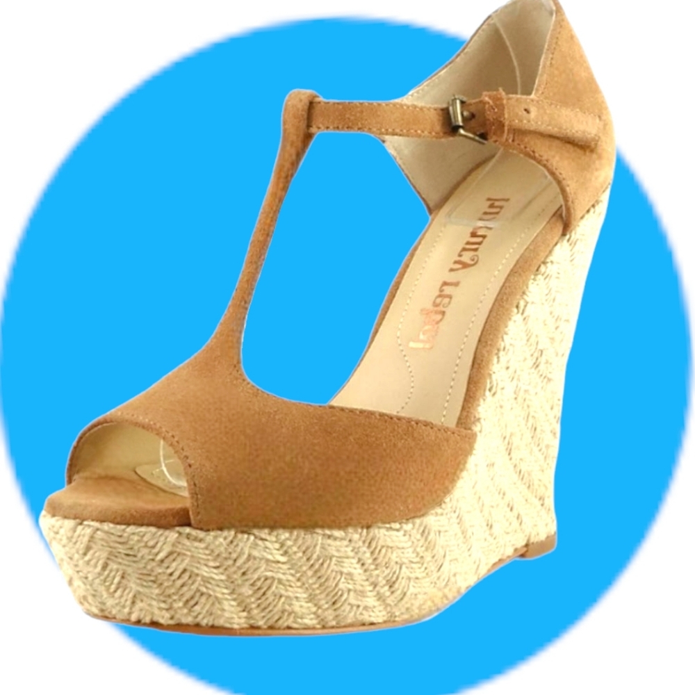 Luxury Rebel 🍒Nude Suede T-Strap 🍒 Platform Espadrille Sandals 🍒 8M - Picture 10 of 14